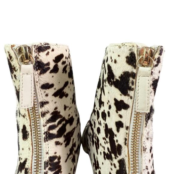 J.Crew Roxie Zip-Back Ankle Boots Calf Hair Snow Pony Animal Print Cream Black 6 - Picture 7 of 14